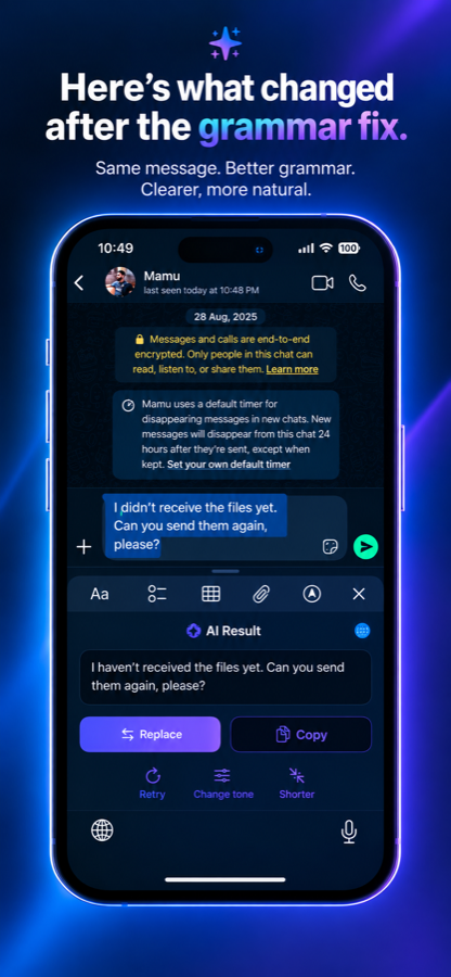 Grammar fix screen