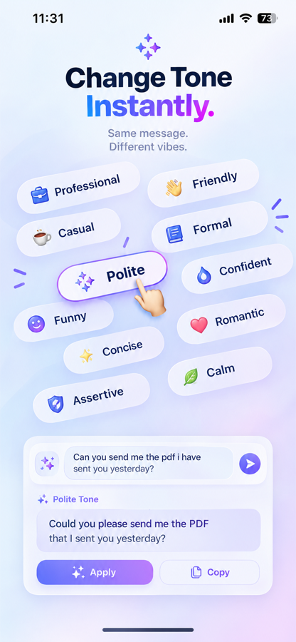 Change tone screen