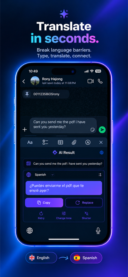 Translate screen
